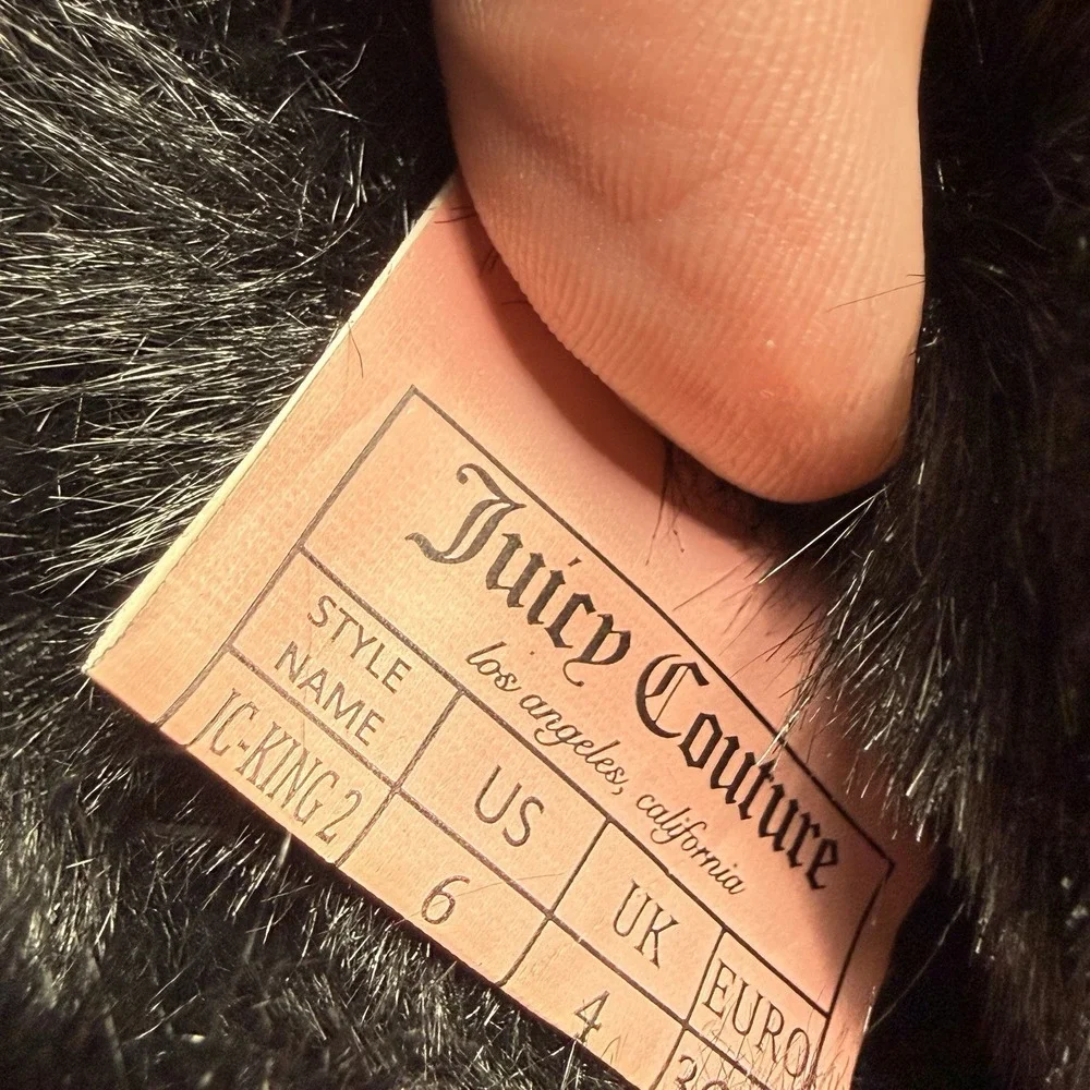 Juicy Couture Y2K Black Faux‎ Fur Winter Boots Women's Size 6
